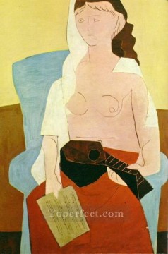 Mujer con mandolina 1909 Pablo Picasso Pinturas al óleo